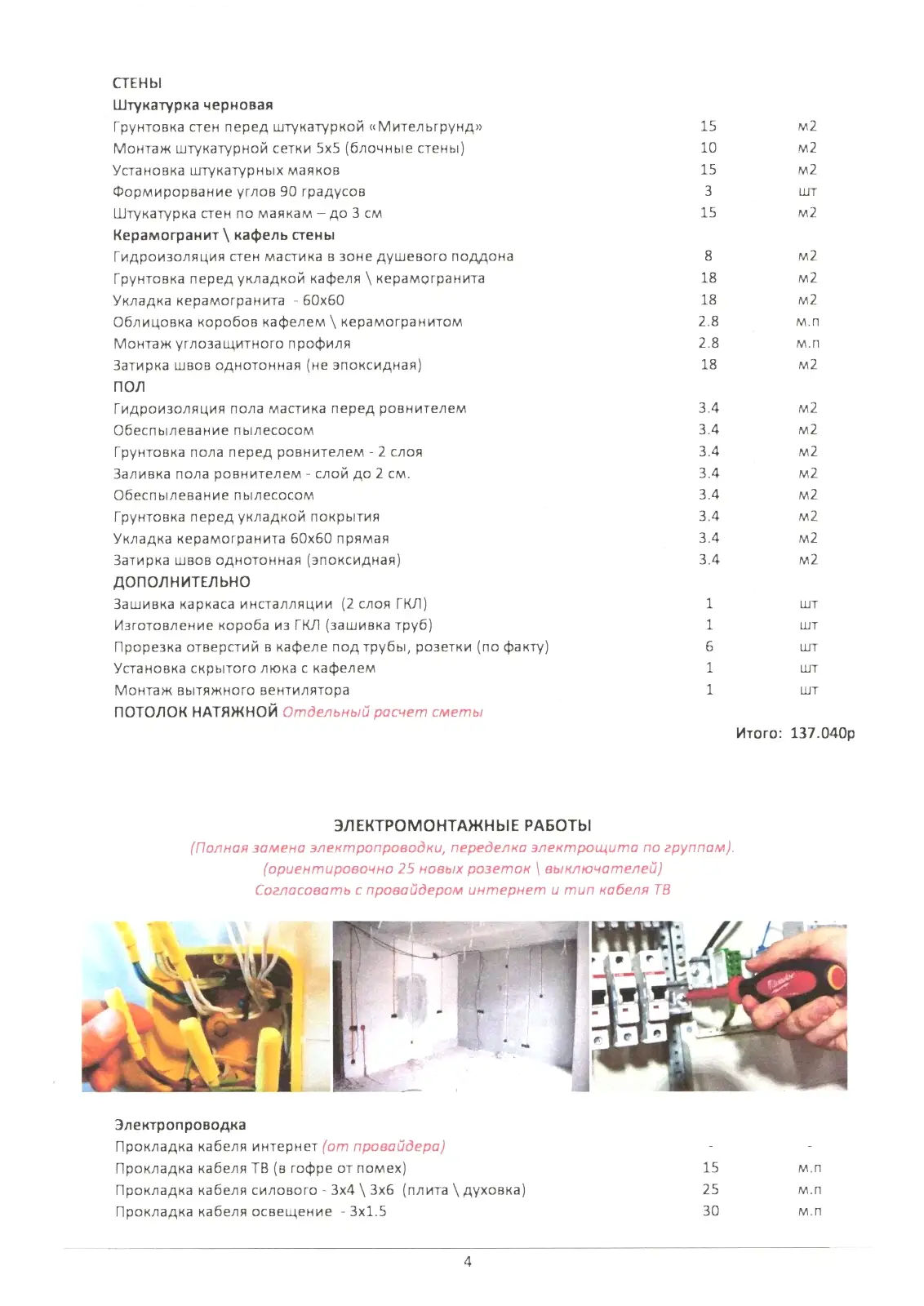 4 Смета ремонта в новостройке Ремстарт